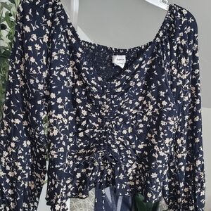 Japna Black and White Floral Top Small